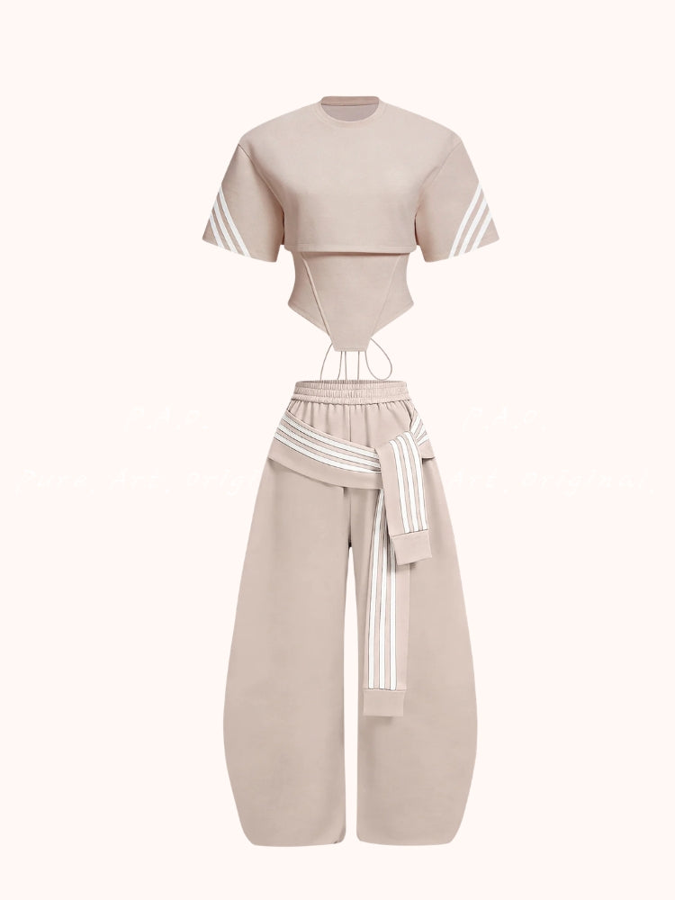 Striped Accent Casual Set