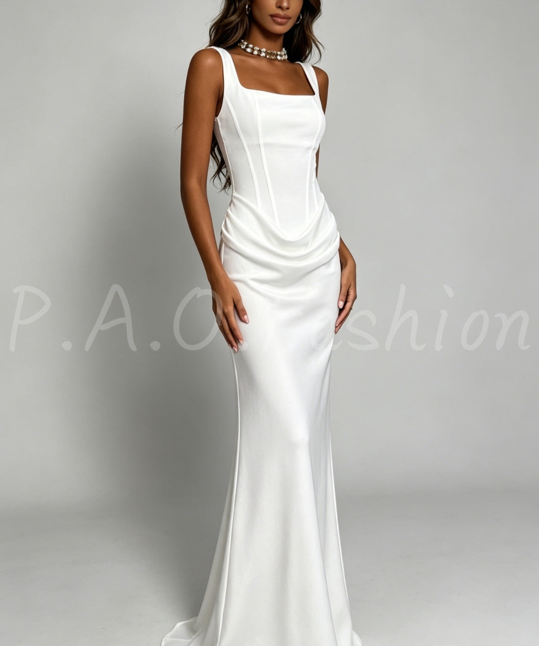 Satin Square Neck Mermaid Gown[Available Now]