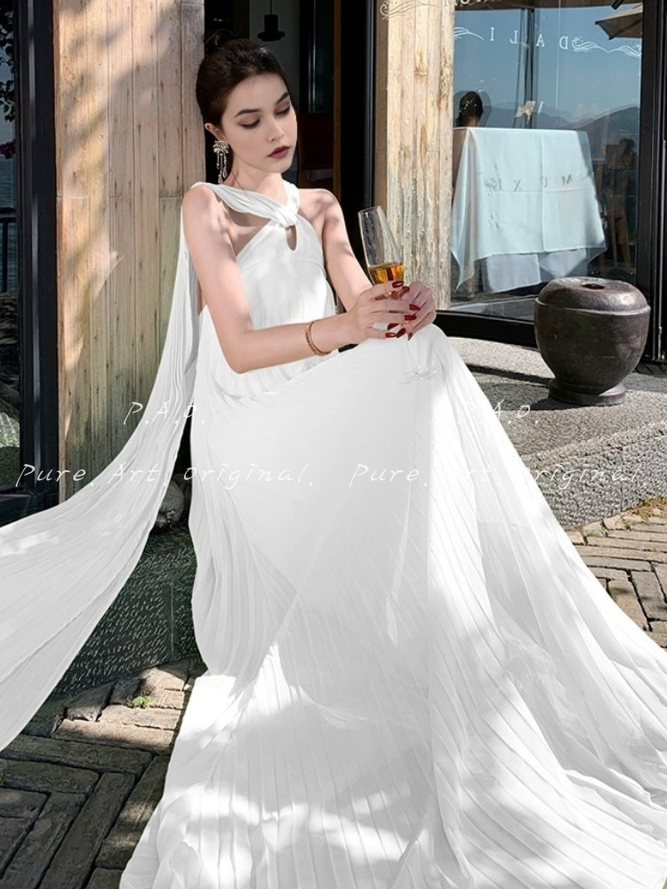 Azure Breeze Pleated Maxi