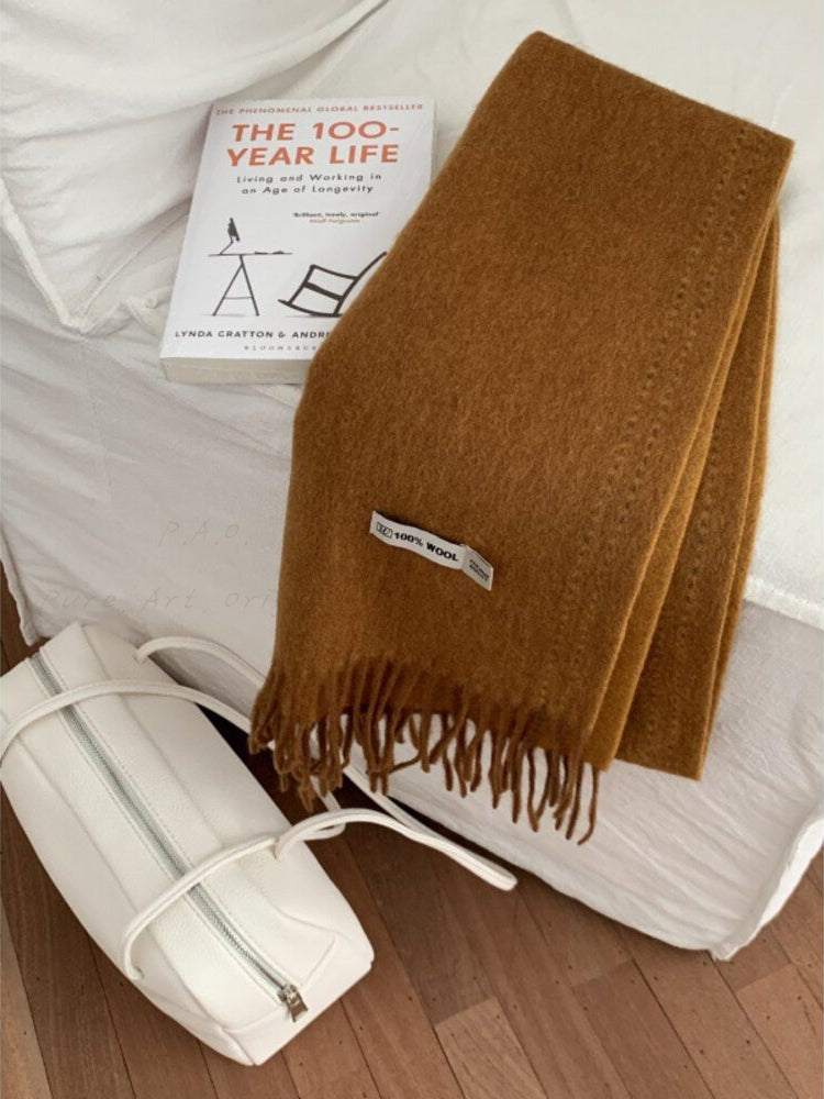 Reversible Solid Color Wool Scarf