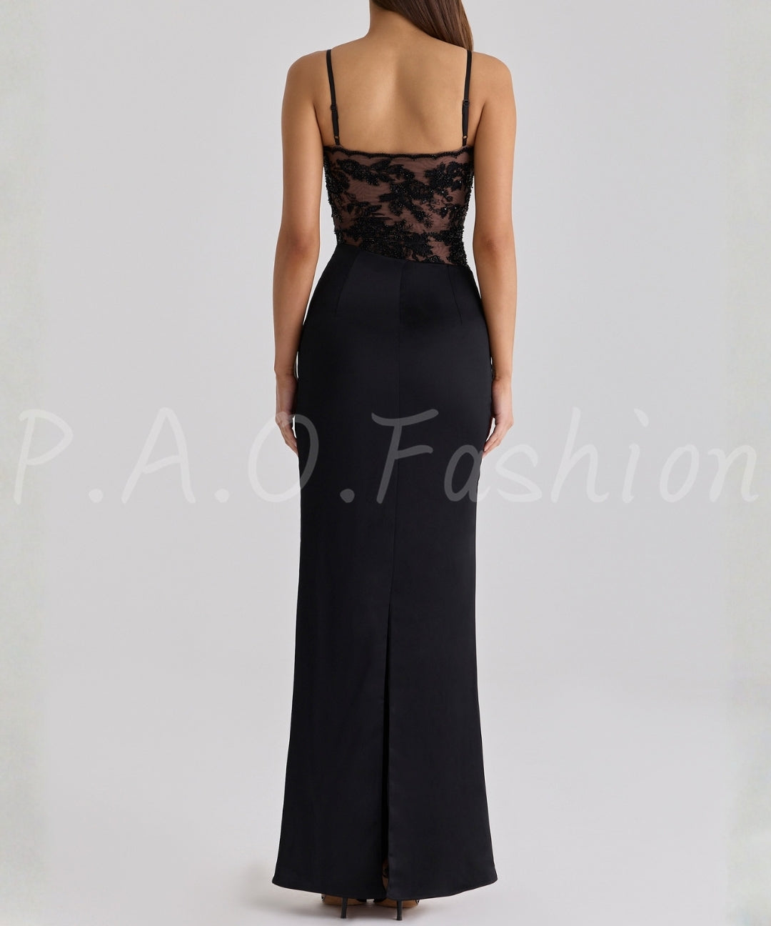 Lace & Satin Splice Evening Dress[Available Now]