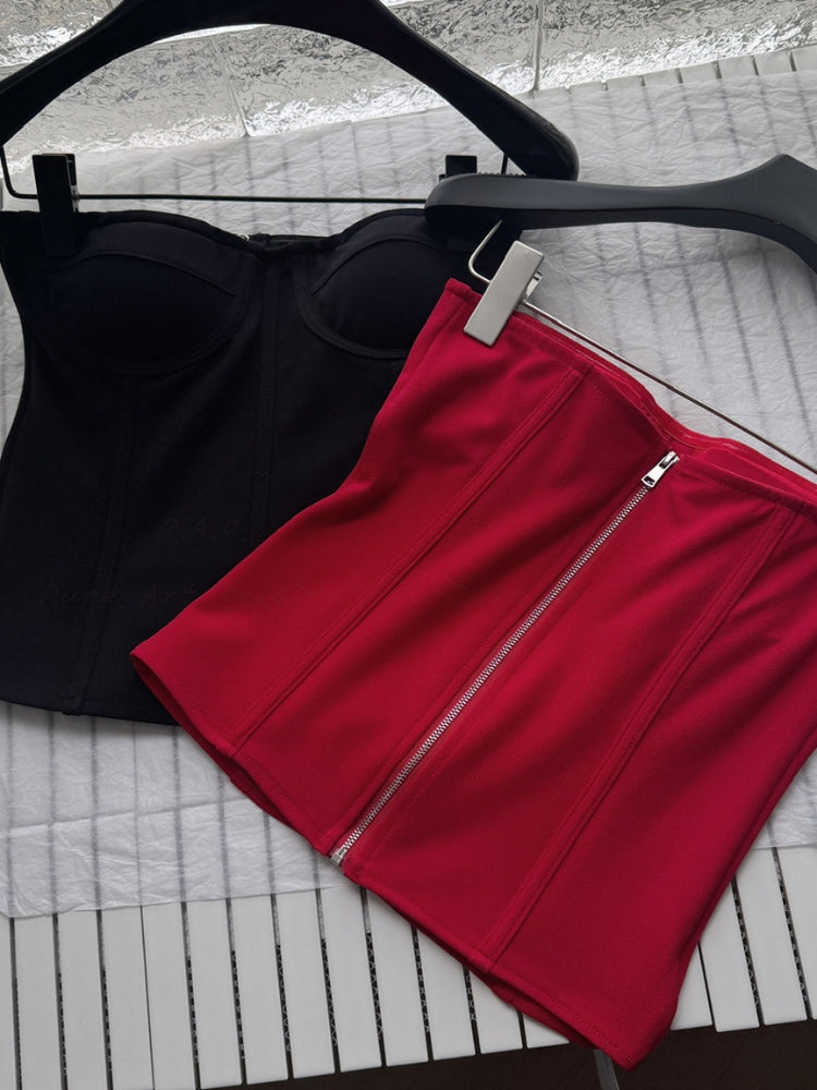 Off-Shoulder Corset Top & 3D Floral Skort Set