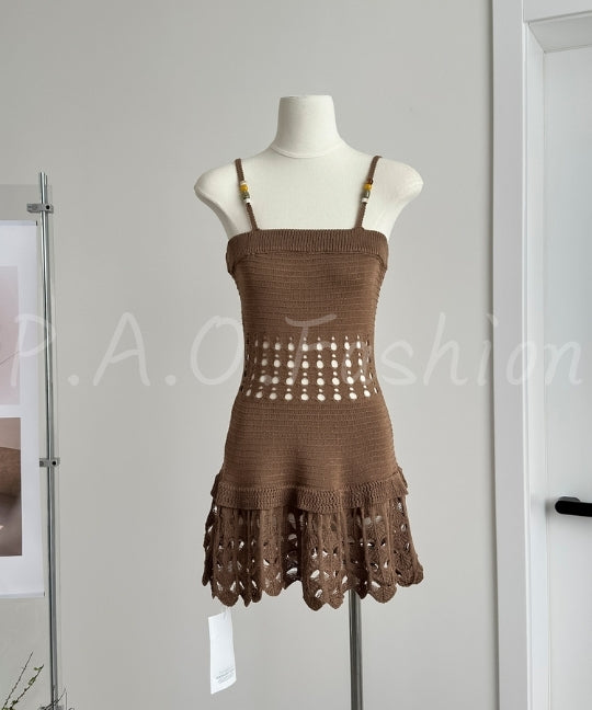 Open-Knit Strap Mini Dress[Available Now]