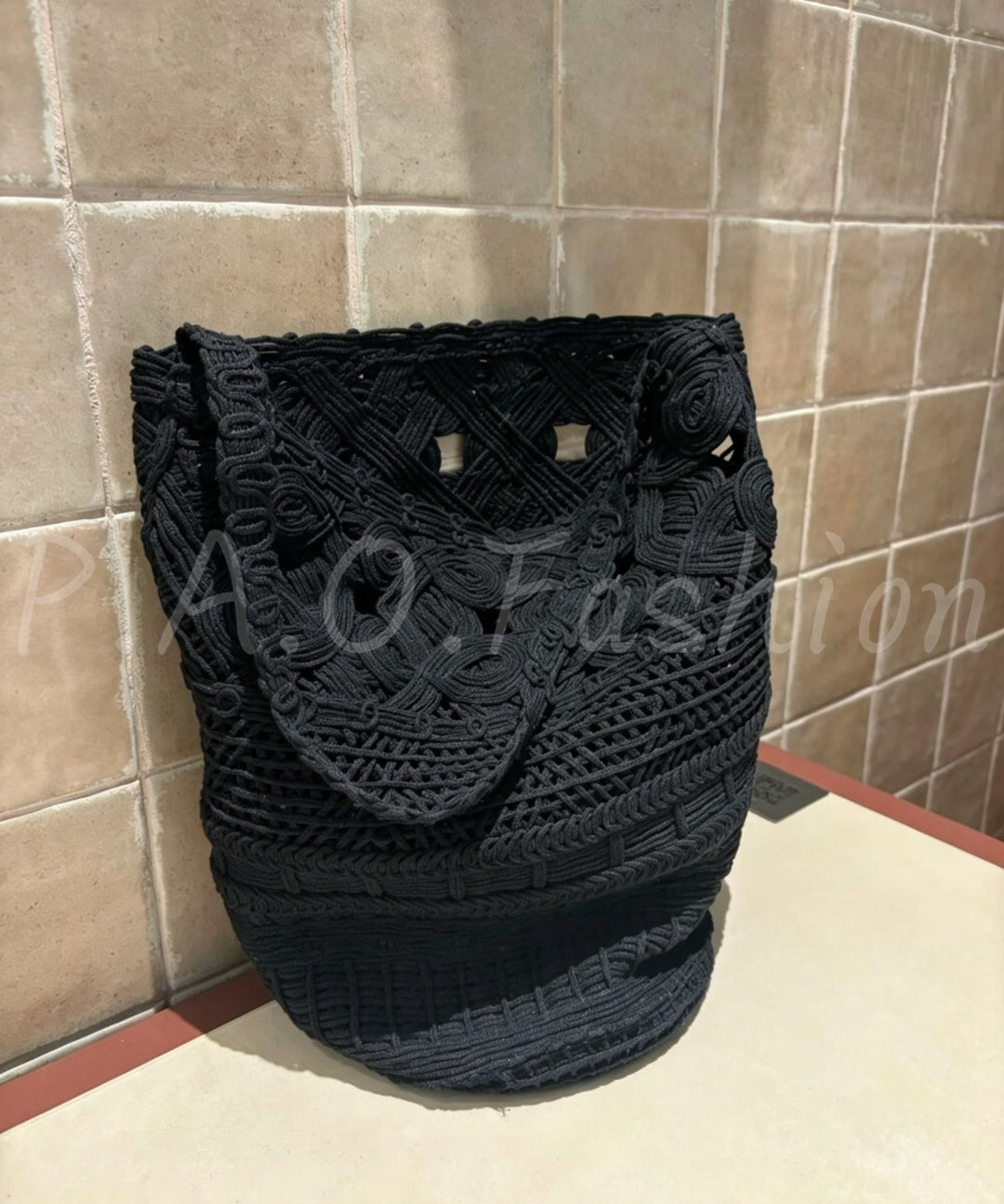 Handmade Crochet Open-Knit Tote Shoulder Bag