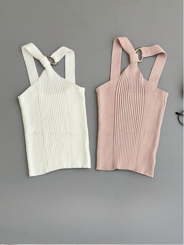 Halter Neck Knit Tank Top