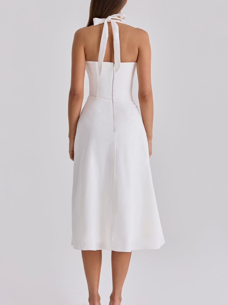 Halter Neck Corset Midi Dress