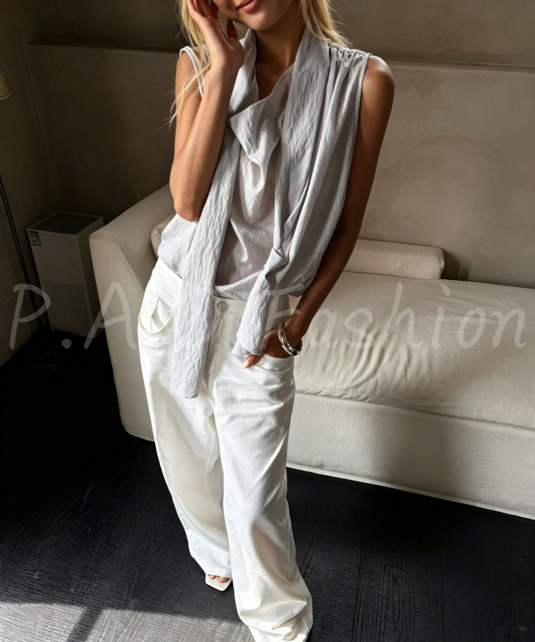 Cupro Scarf Tank Top