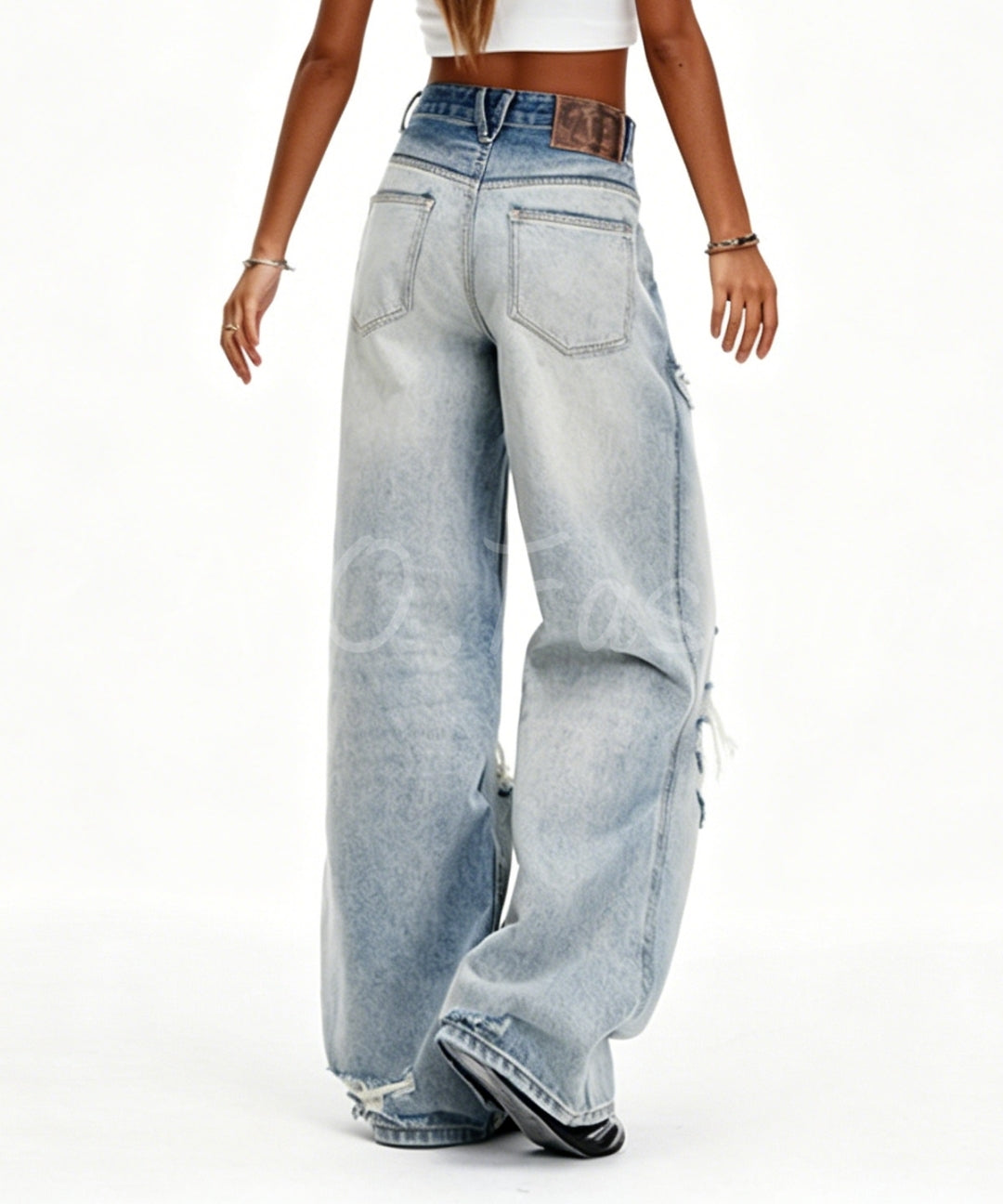 Distressed Vintage Wide-Leg Denim Jeans[Available Now]