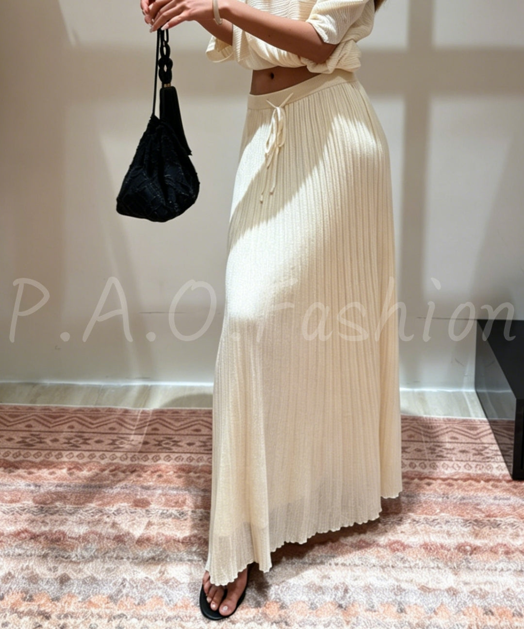 Textured Tencel A-Line Maxi Skirt