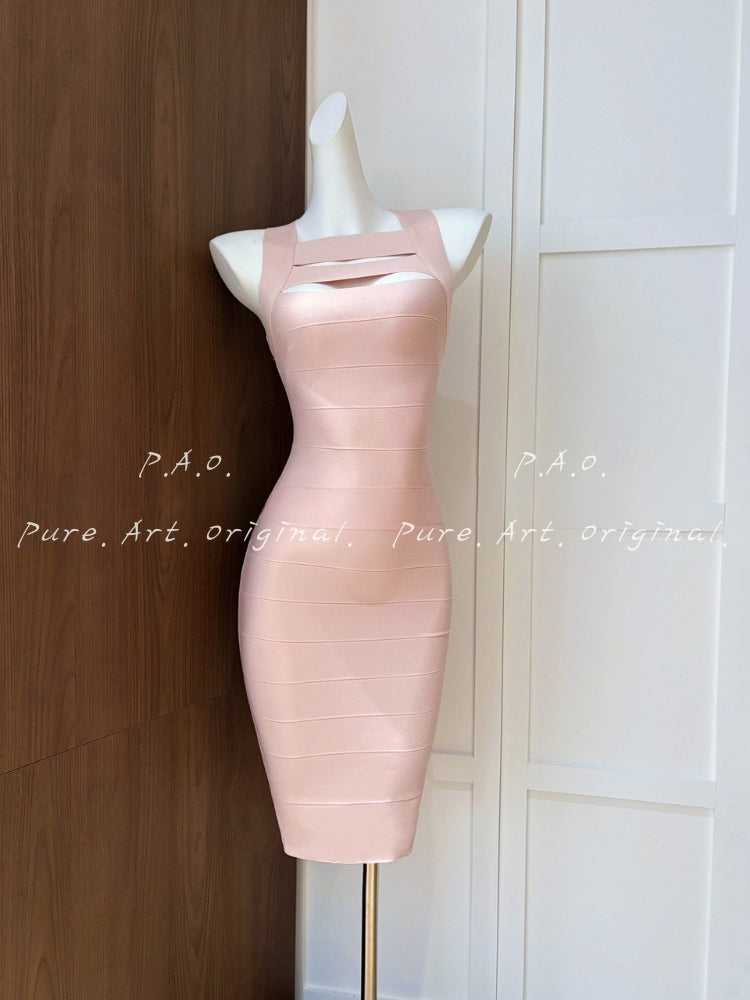 Cross-Back Sculpting Bandage Midi Dress