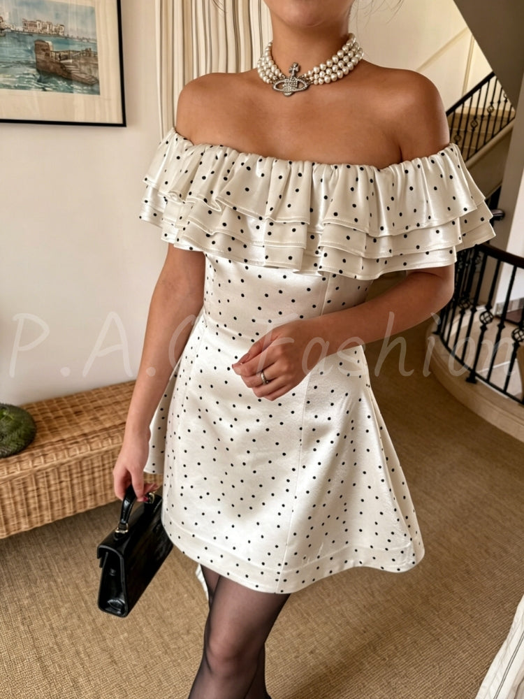 Polka Dot Off-Shoulder Ruffle Mini Dress