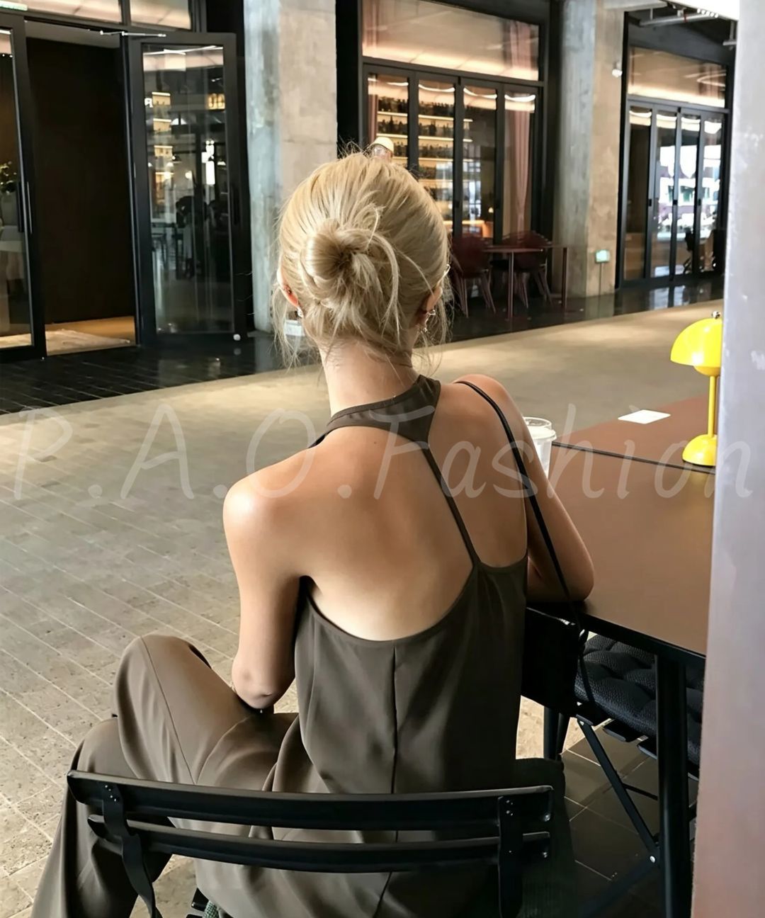 U-Neck Racerback Long Tank & Wide-Leg Flare Pants Set