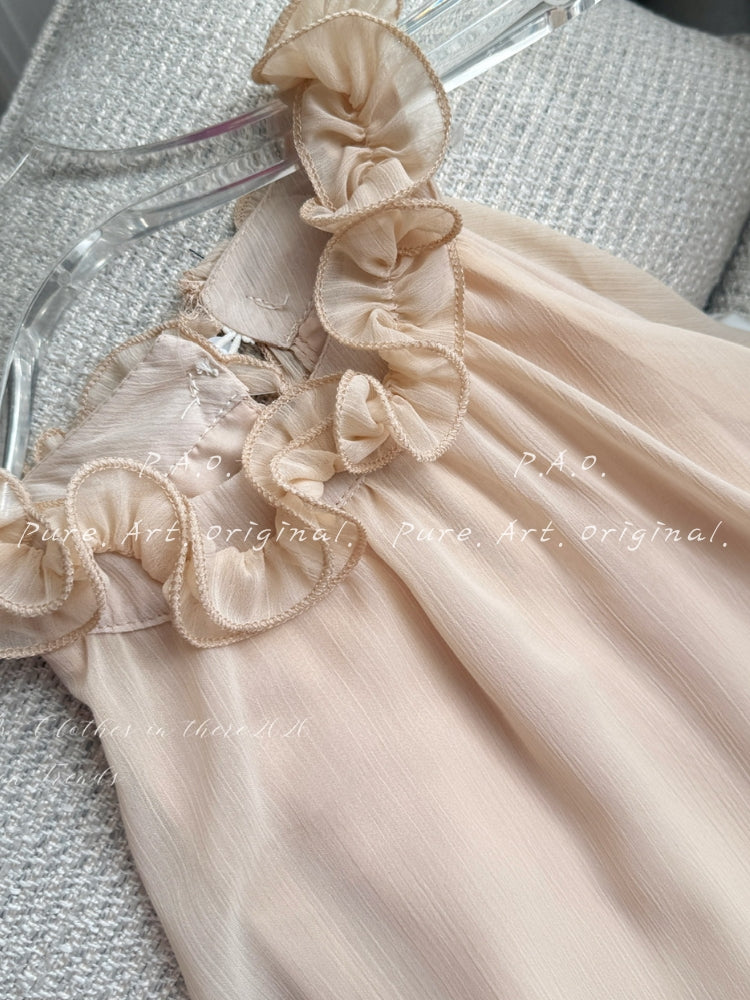 ISLA FLORAL HALTER RUFFLE MAXI DRESS