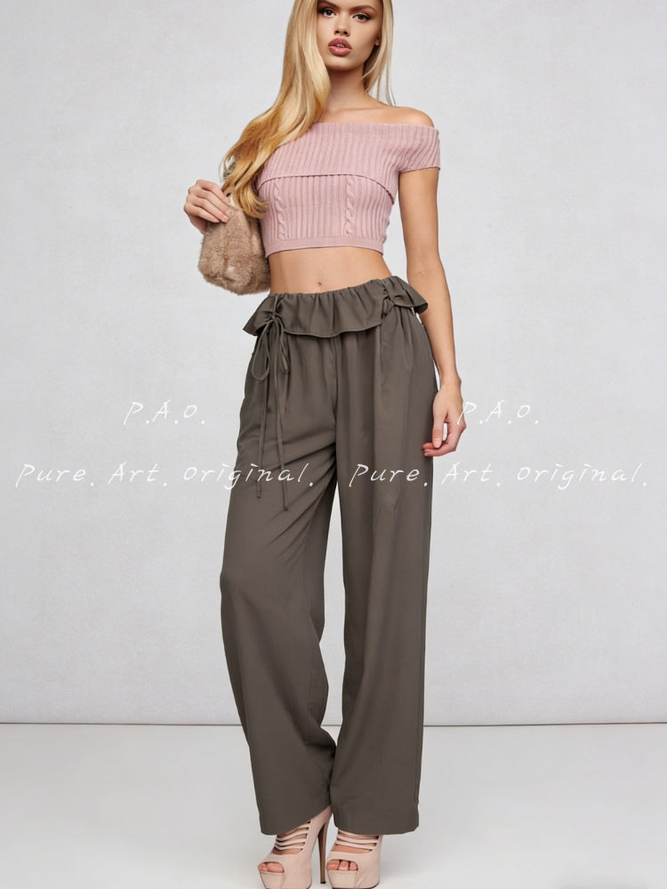Willow Draped High‑Waist Wide‑Leg Pants