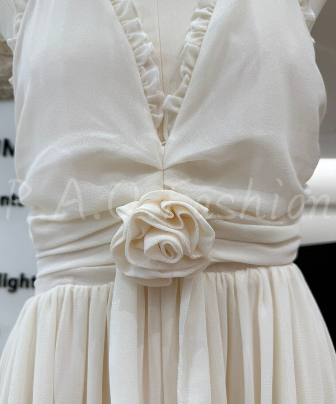 French Rose Halter Chiffon Maxi Dress