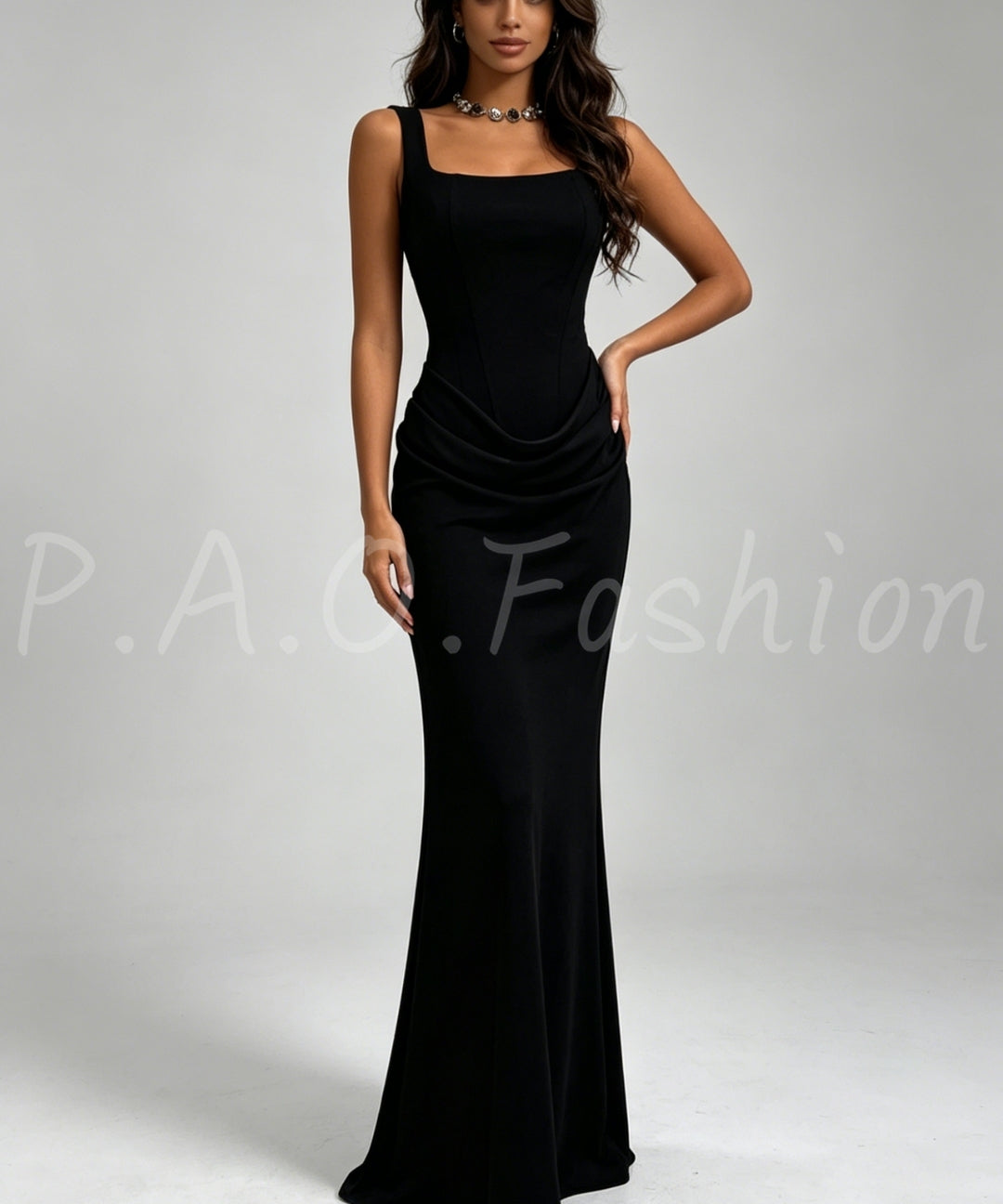 Satin Square Neck Mermaid Gown[Available Now]