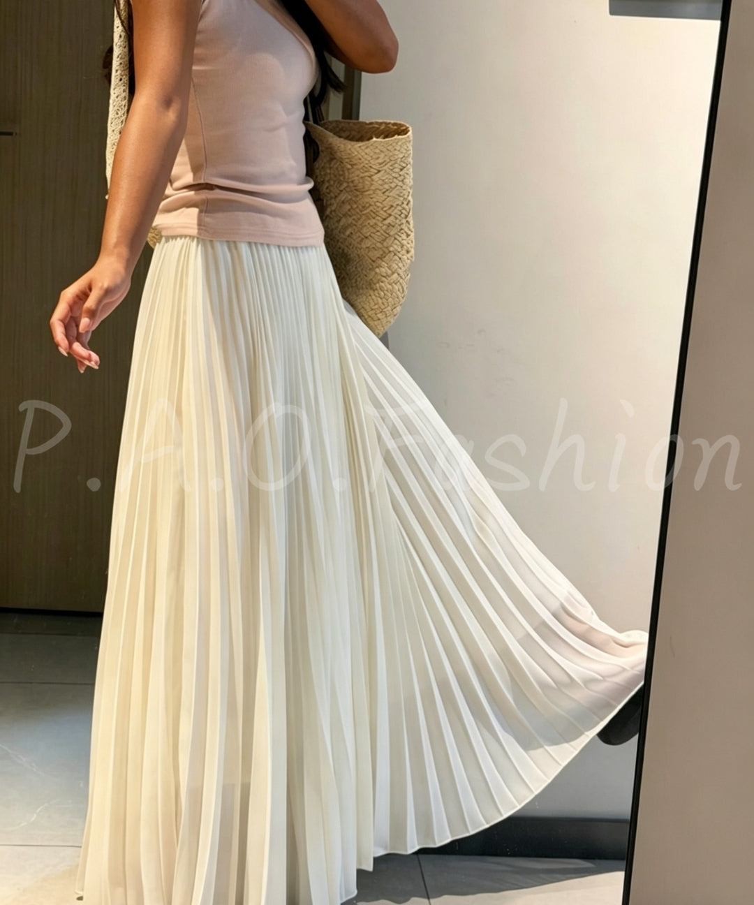 High-Waisted Pleated Chiffon Skirt[Available Now]