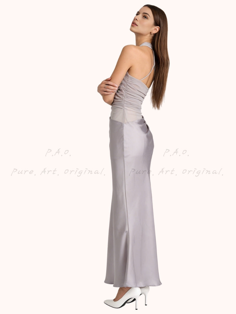 Veil Satin Maxi Dress