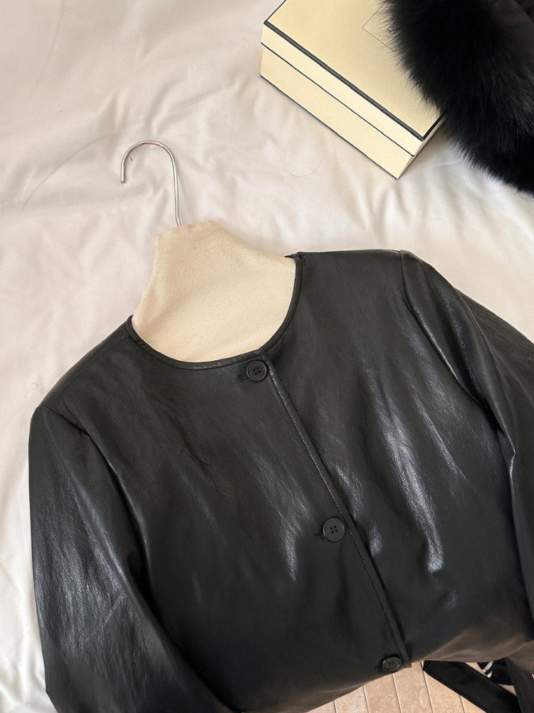 Leather-Style Outerwear Jacket