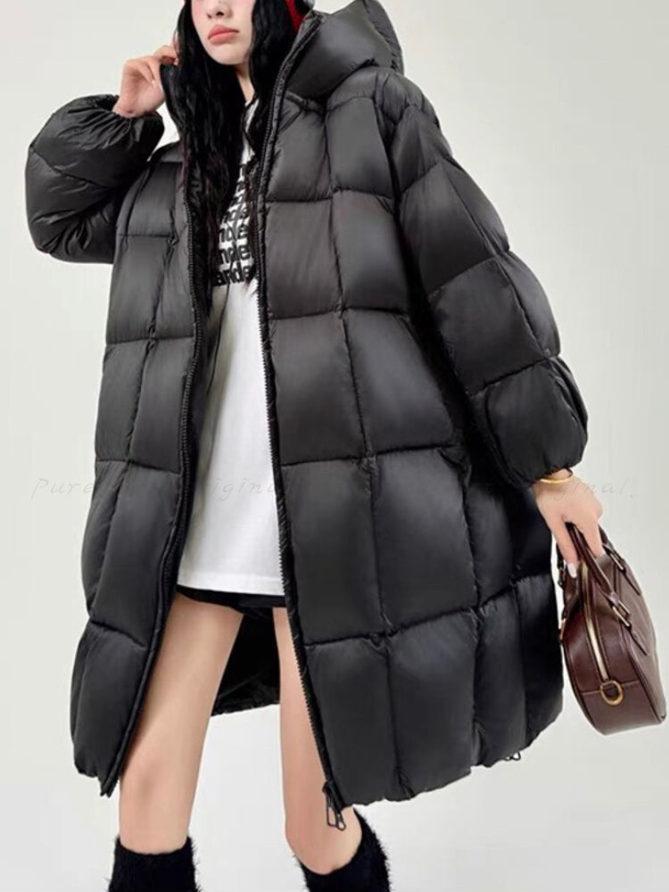 Puffer Satin Mid-Length Down Jacket