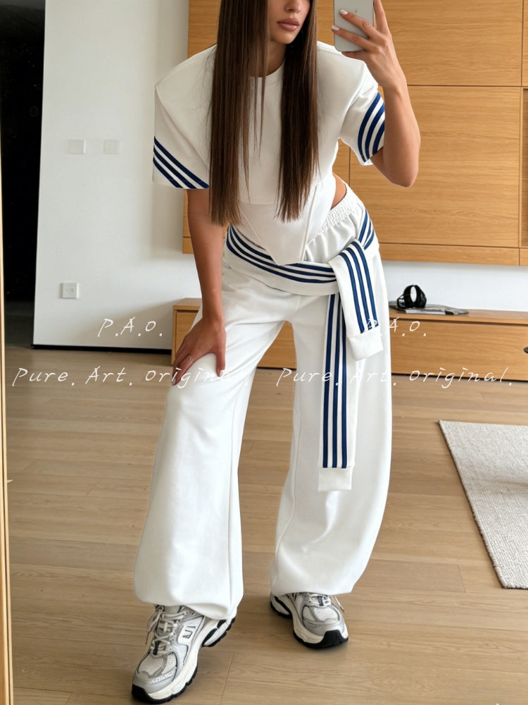 Striped Accent Casual Set