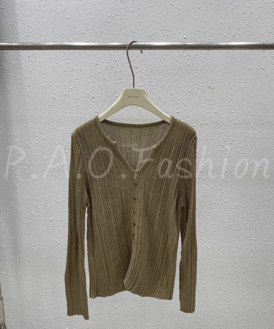 Ribbed V-Neck Button Knit Cardigan
