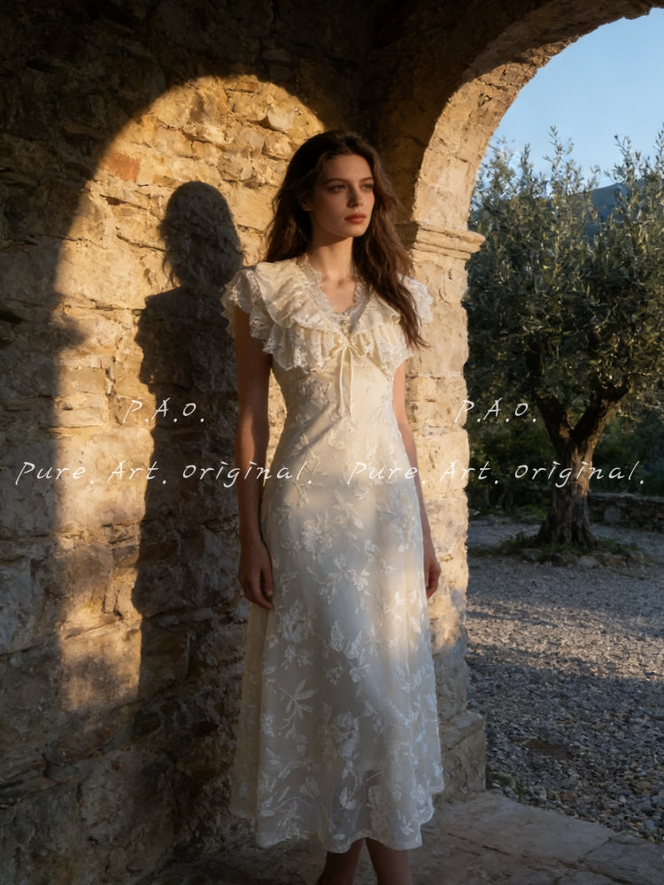 AVERY LACE-UP V-NECK MAXI DRESS