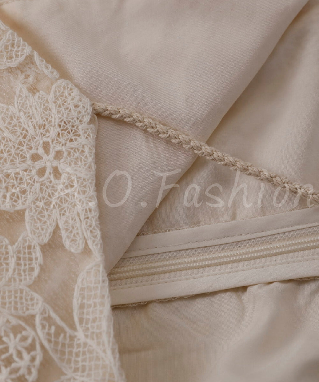 Lace Panel Slip Dress with Chiffon Scarf