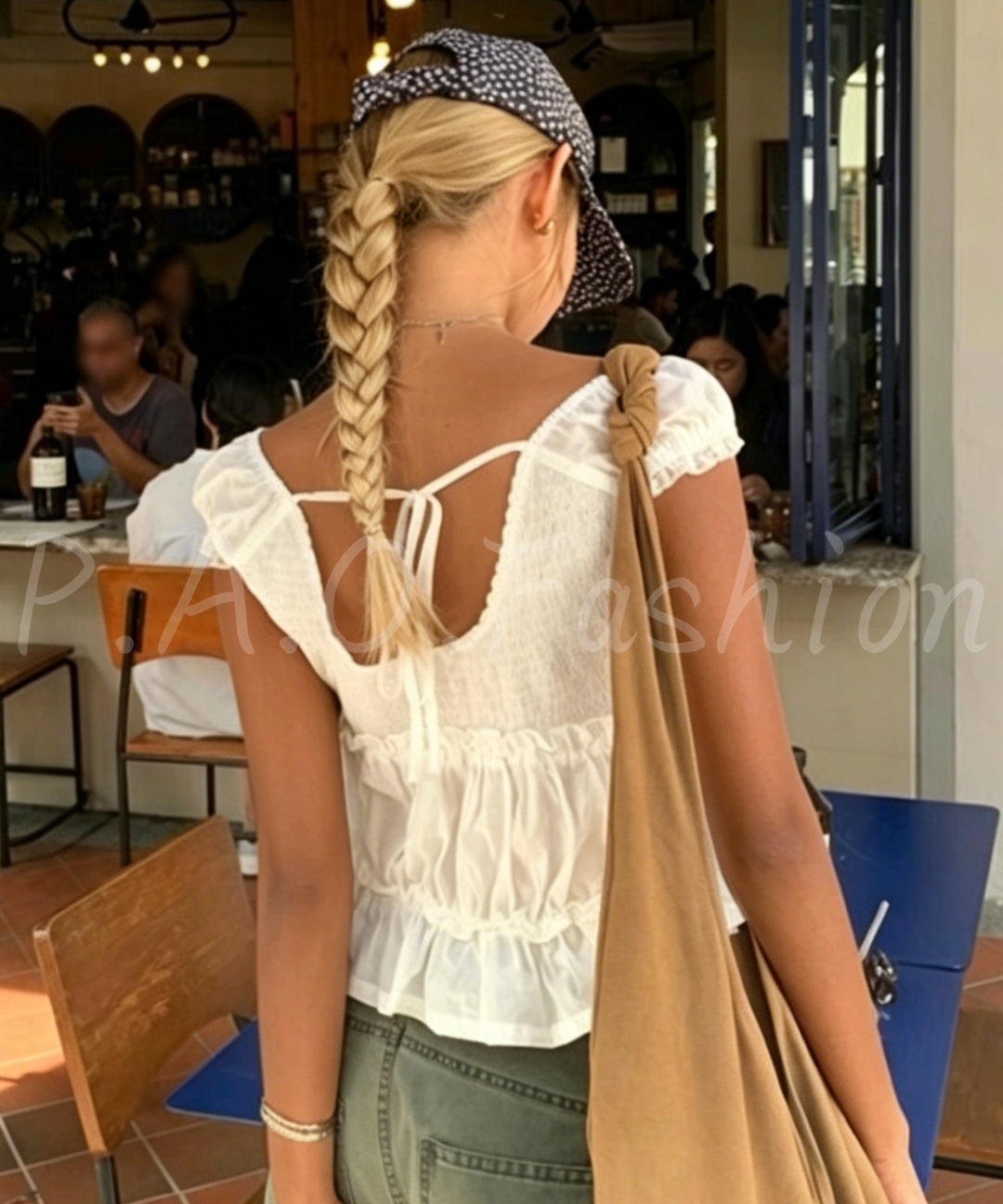 Lace Trim Cropped Blouse[Available Now]