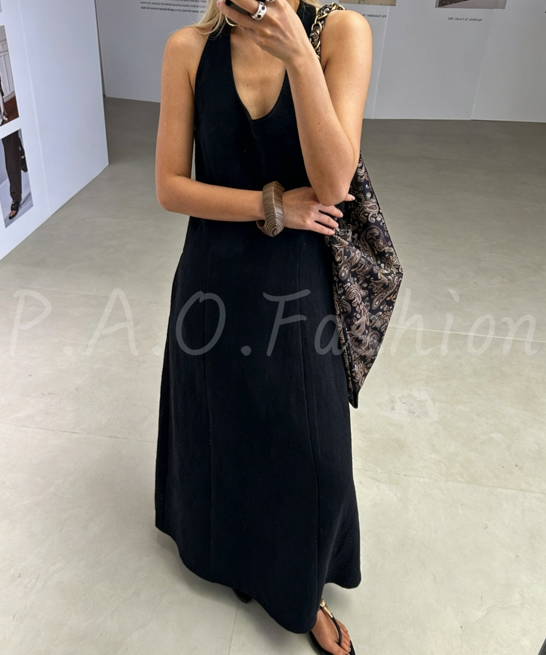 Minimal Braided Halter Linen Dress