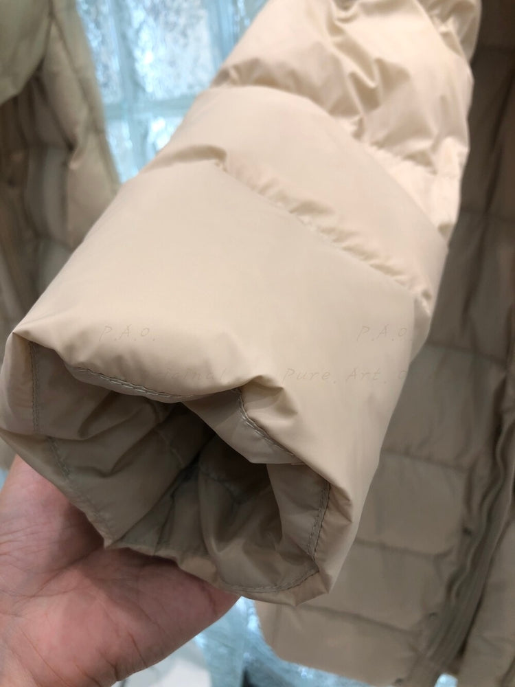 Minimalist Long Down Coat with Detachable Hood