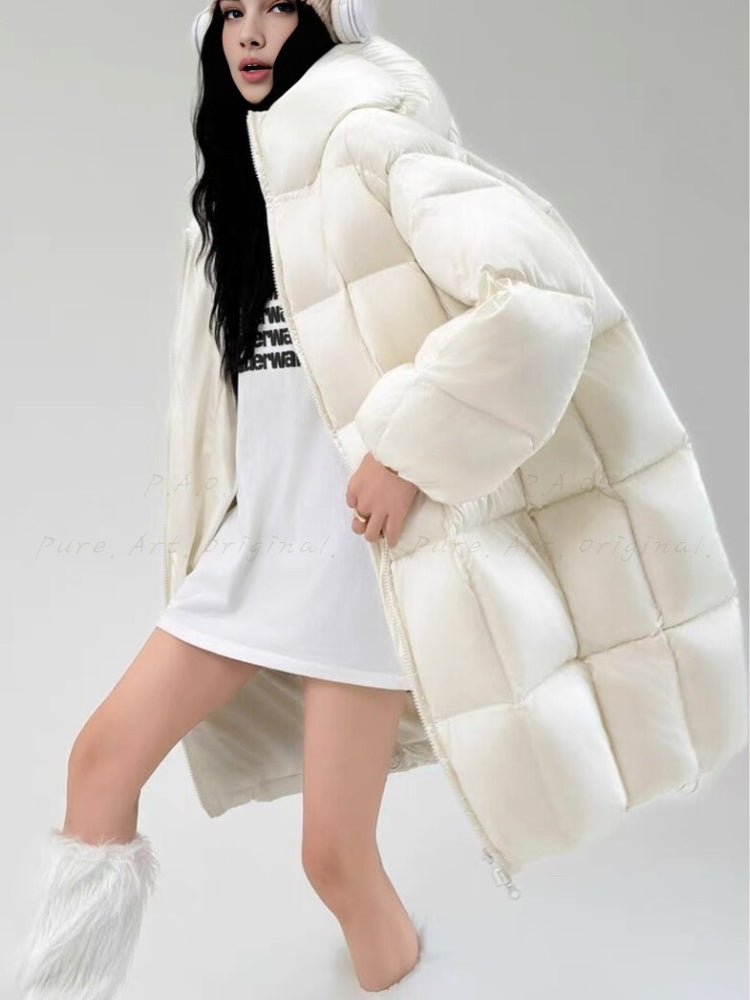 Puffer Satin Mid-Length Down Jacket