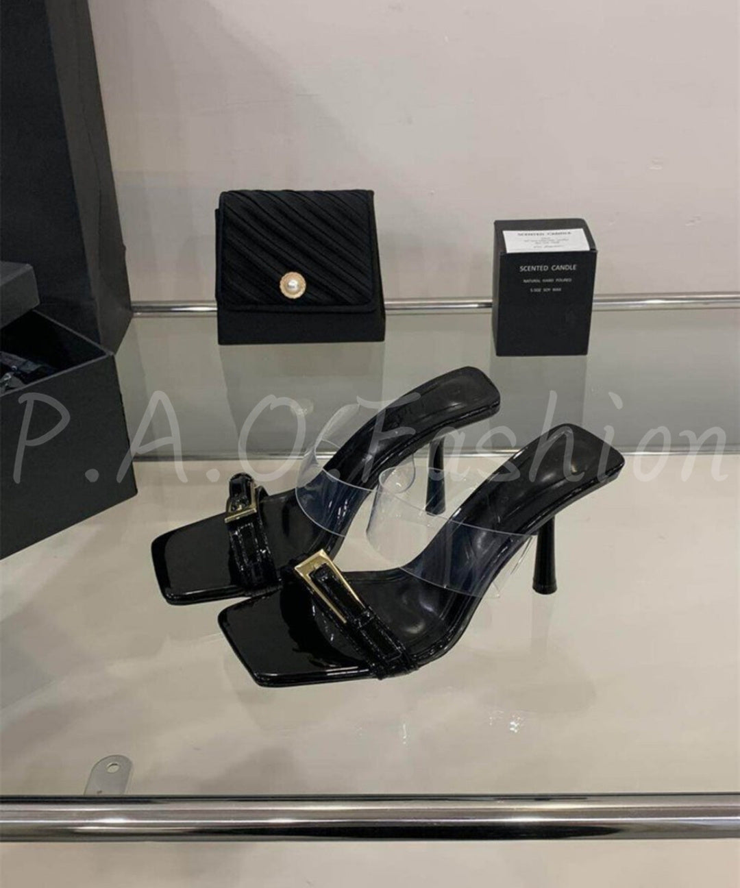 Buckled Clear Strap Heeled Sandals
