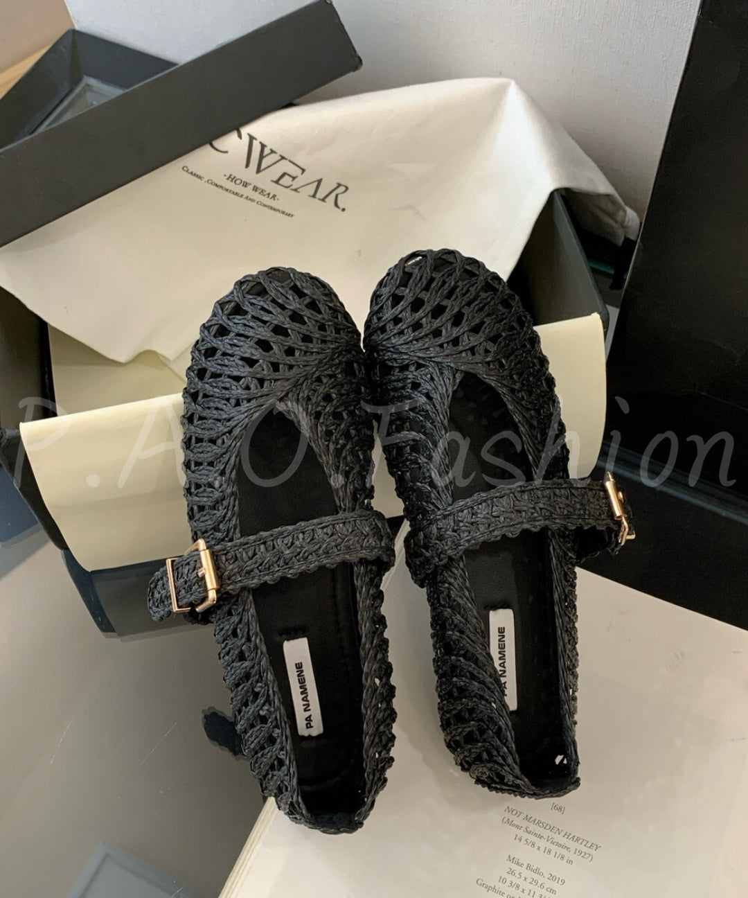 Woven Cut-Out Mary Jane Flat Sandals