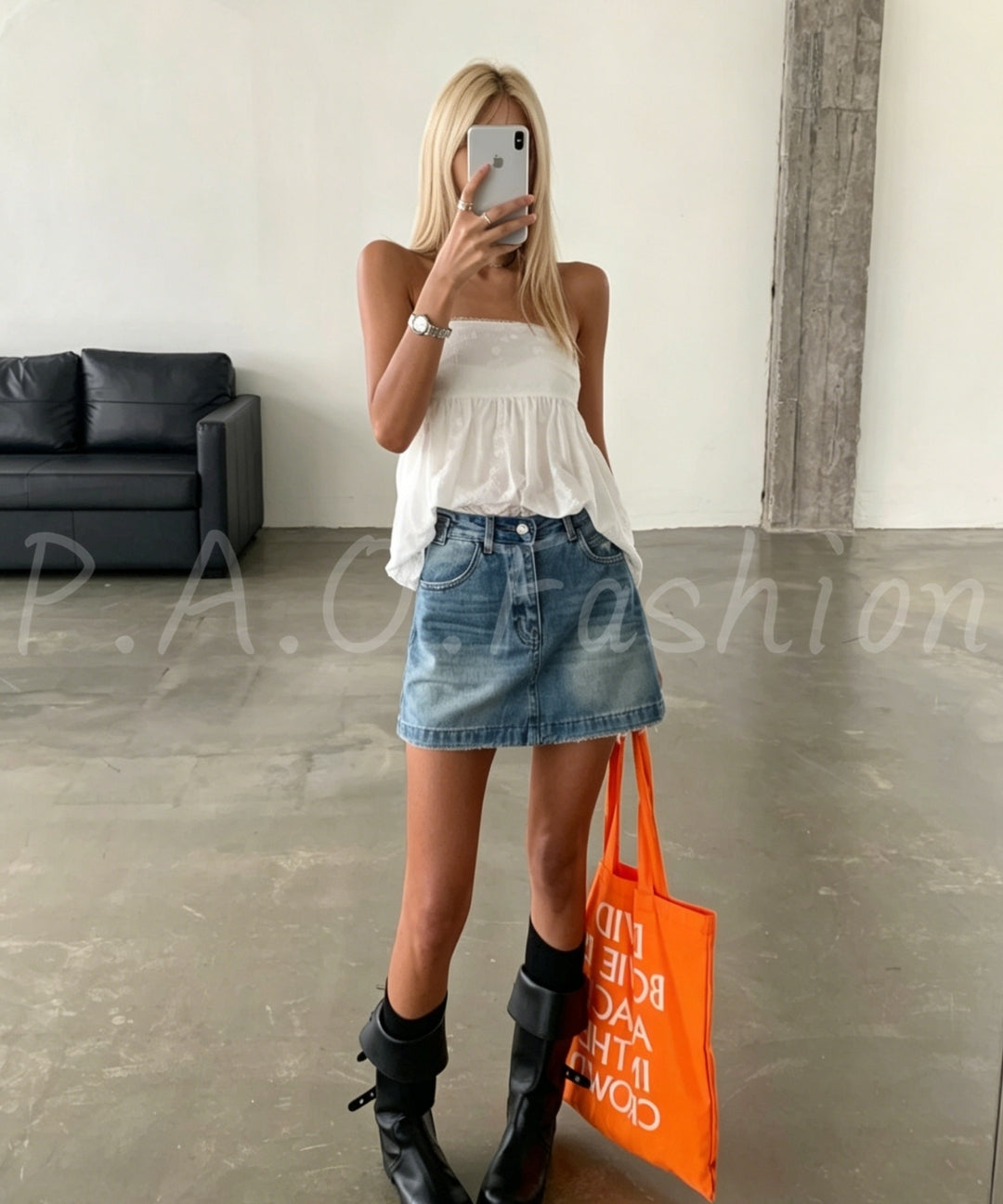 Vintage Washed A-Line Denim Mini Skirt[Available Now]