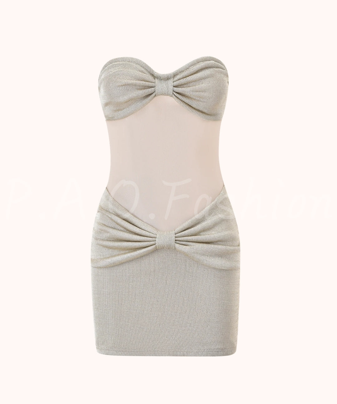Metallic Sheer Mesh Strapless Mini Dress[Available Now]