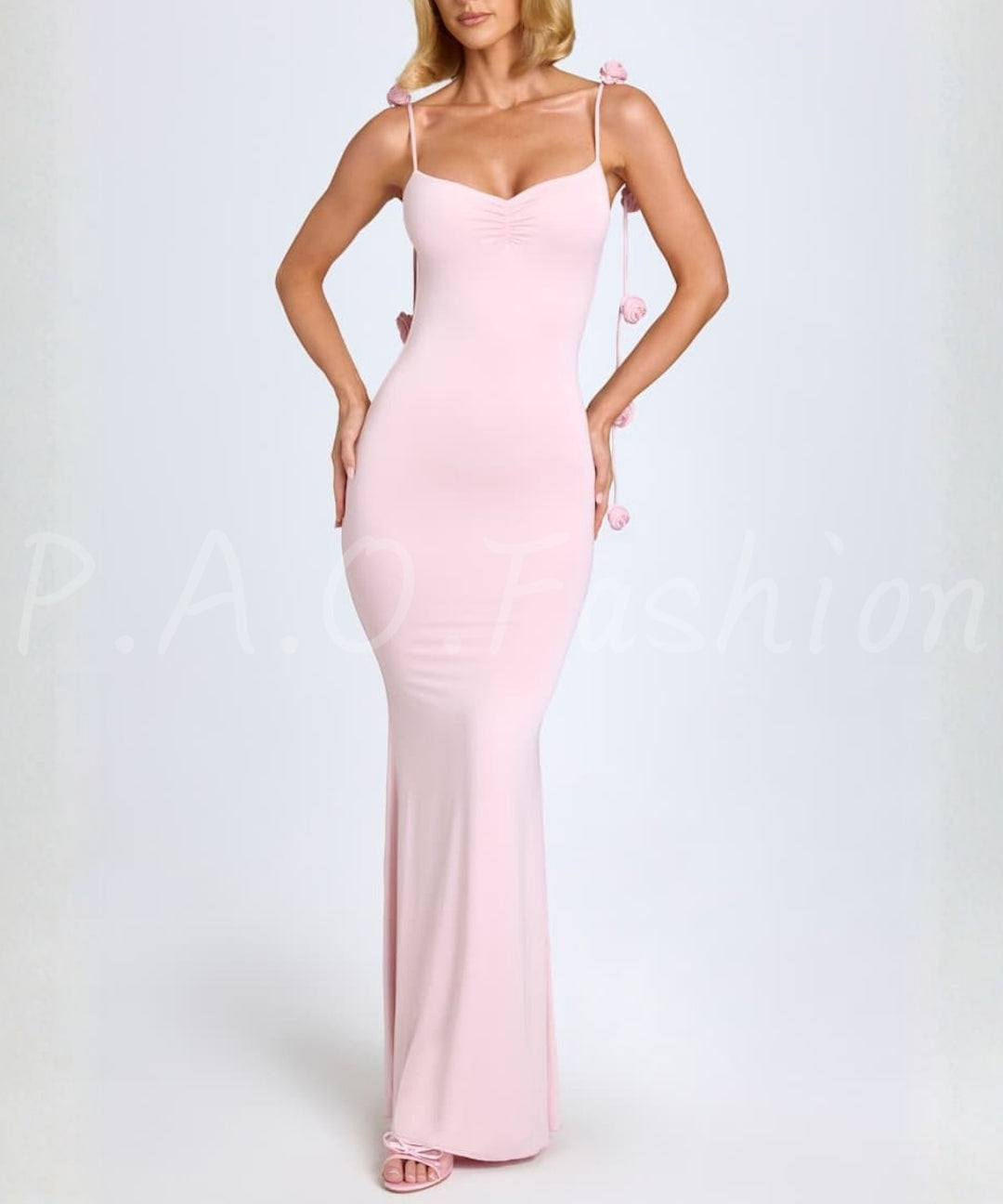 3D Rose Backless Bodycon Maxi Dress[Available Now]