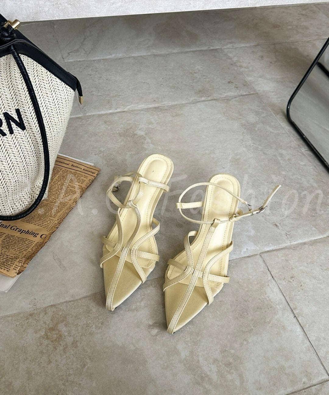 Pointed-Toe Strappy Stiletto Sandals