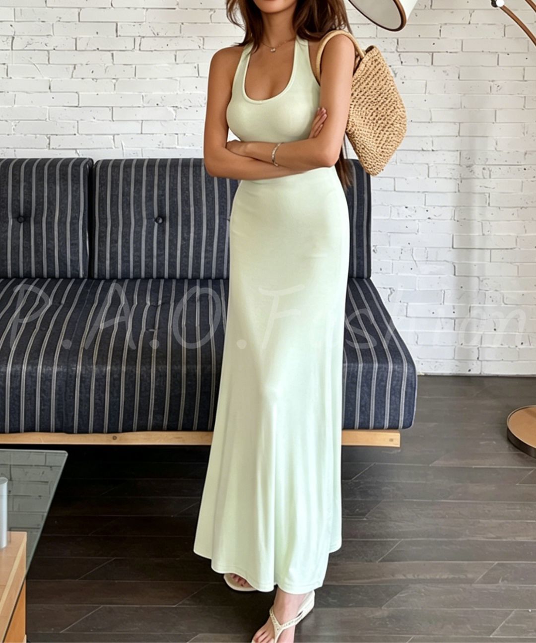 Ribbed Halter Mermaid Maxi Dress