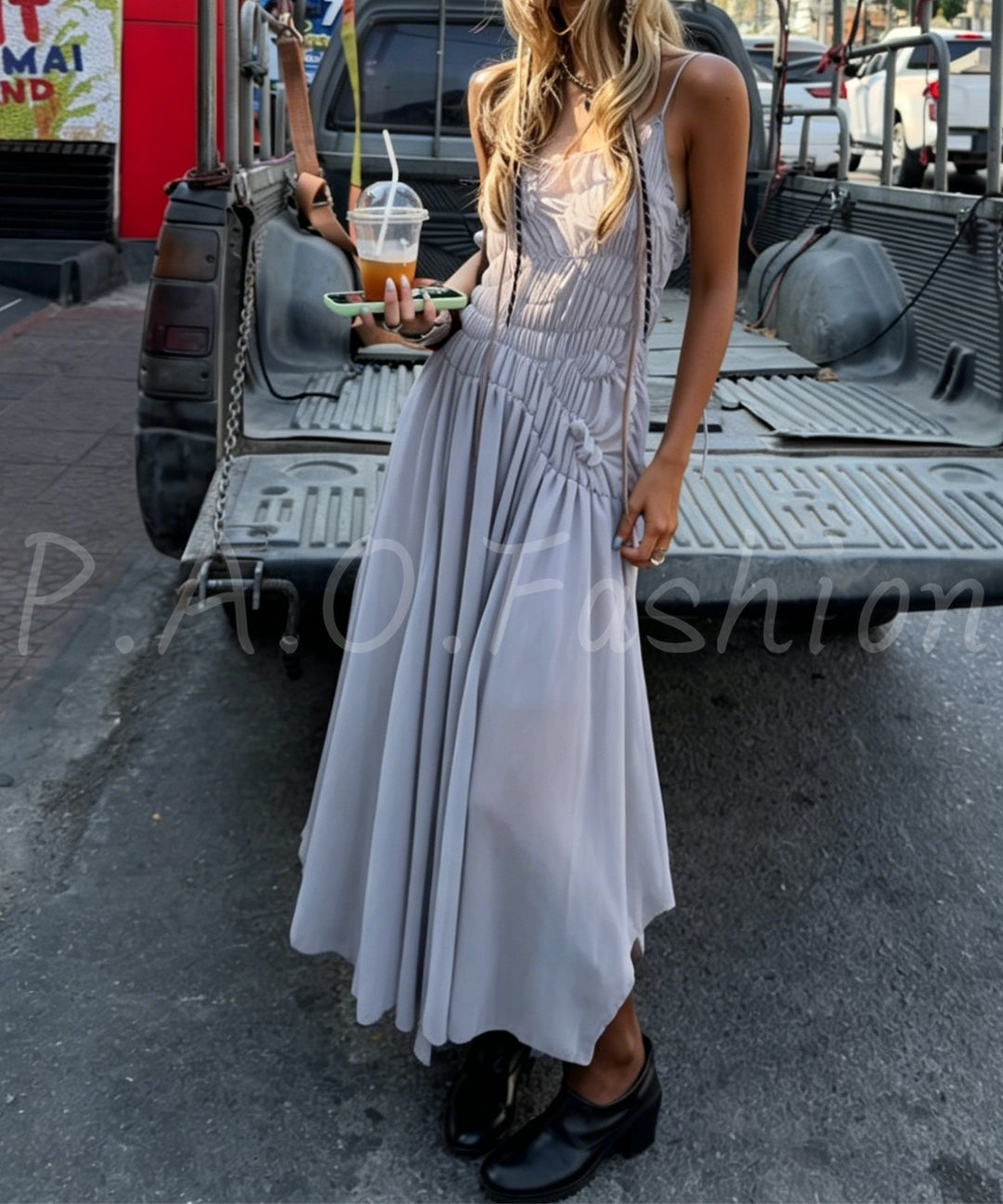 Ruched Strap Maxi Dress[Available Now]