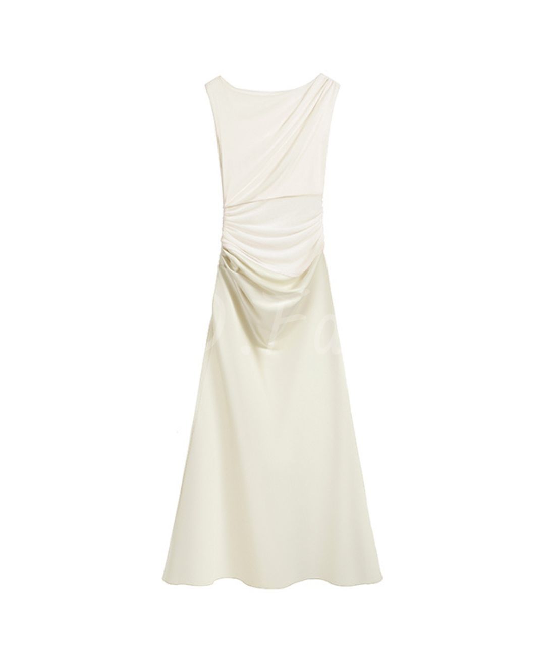 Mesh Panel Satin Maxi Dress
