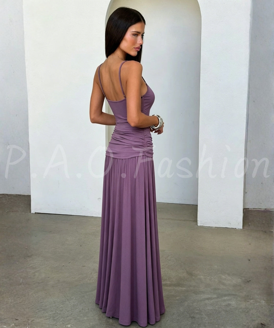Ruched Tie-Front Camisole Maxi Dress[Available Now]