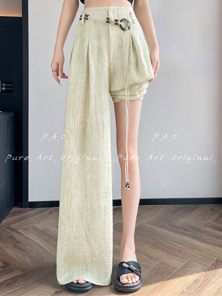 Boho Linen Blend Wide Leg Pants
