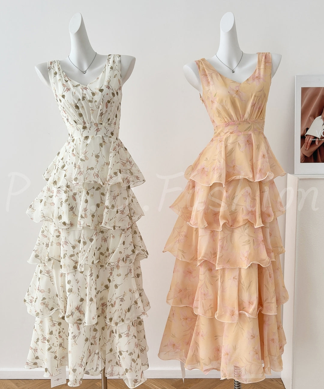 Lily Print Chiffon Tiered Maxi Dress[Available Now]