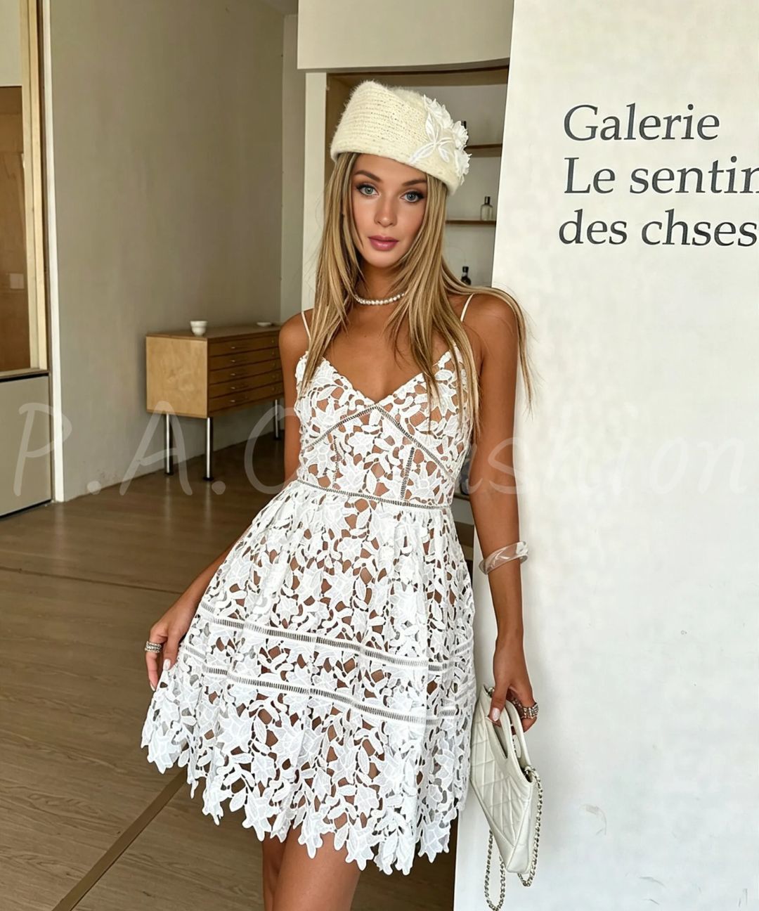 French Floral Lace Corset Mini Dress