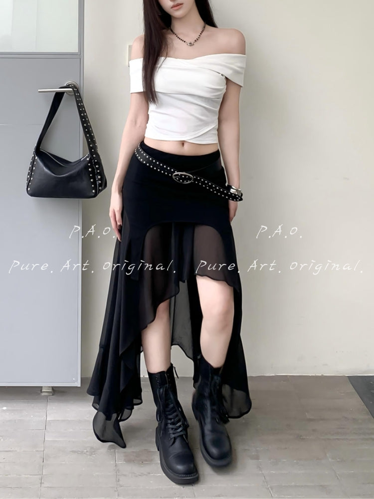 Off-Shoulder Twist Ruched Crop Top