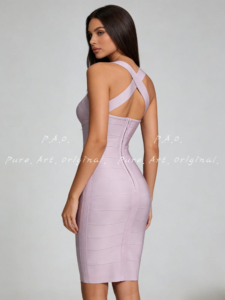 Cross-Back Sculpting Bandage Midi Dress
