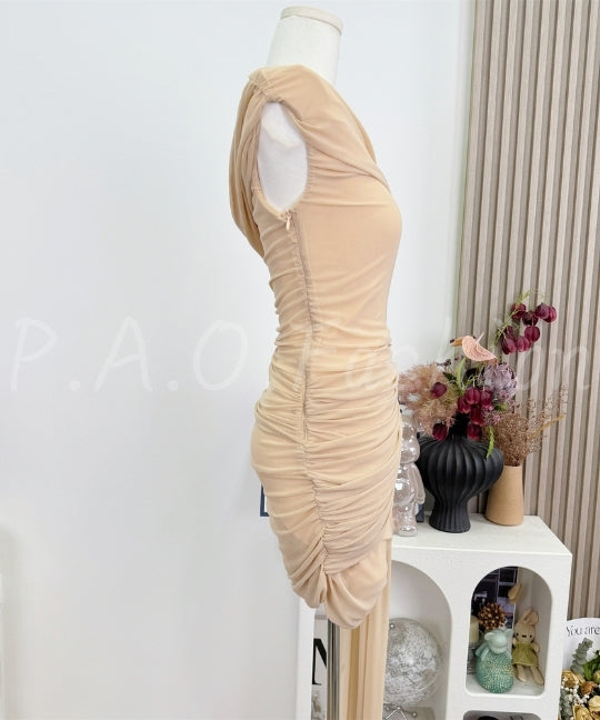 One-Shoulder Ruched Bodycon Mini Dress[Available Now]