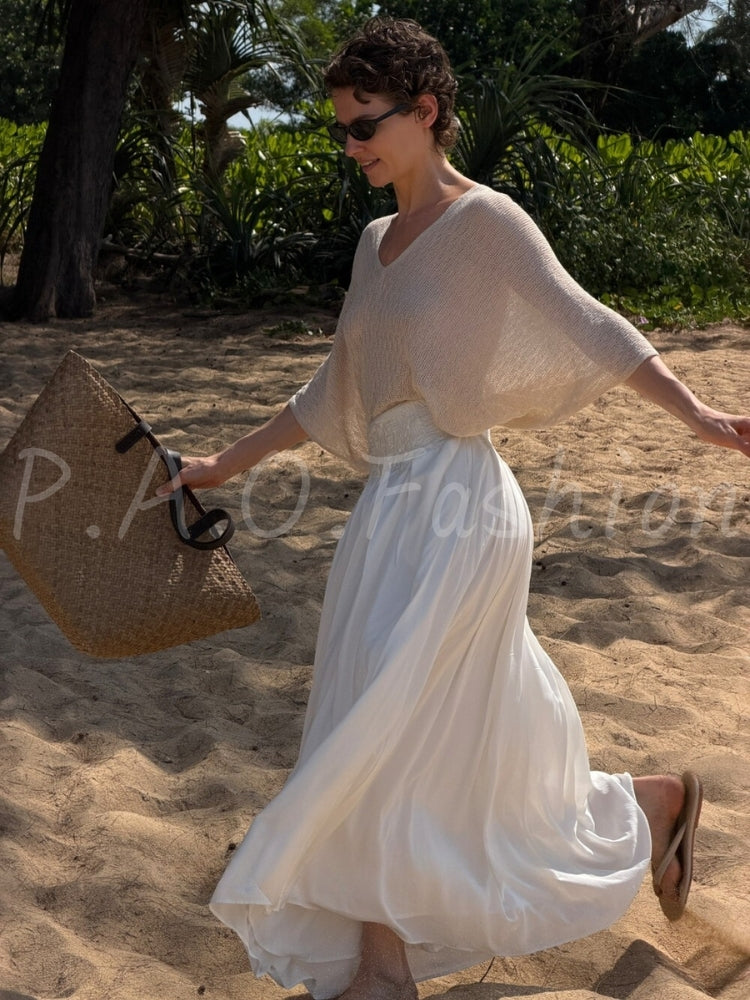 French Resort Flowing A-Line Maxi Skirt