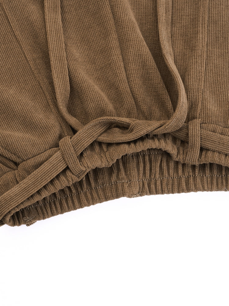 Corduroy Curve-Cut Casual Wide-Leg Pants